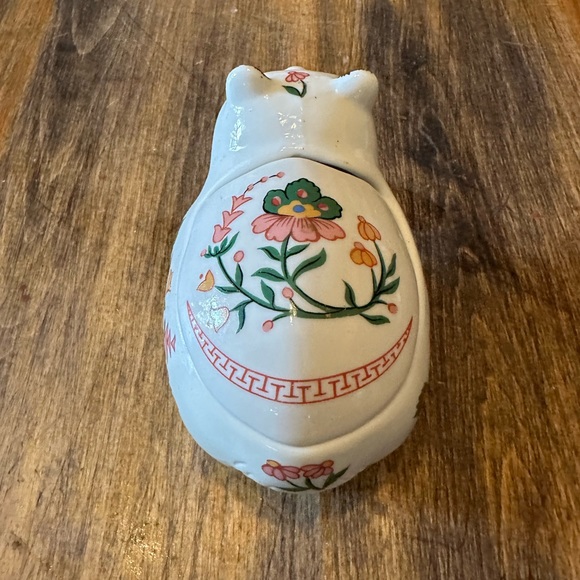 Vintage Panda Hand Painted Floral Ceramic Trinket Box by Prstige - Picture 3 of 8